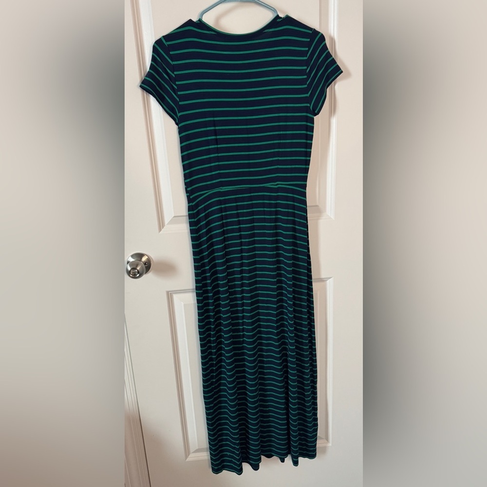 NWT-LOFT Green and Black Striped Maxi Dress Size XS Petite - Picture 4 of 4